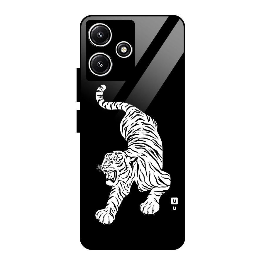 Bengal Tiger Stencil Art Glass Back Case for Poco M6 Pro