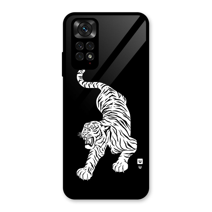 Bengal Tiger Stencil Art Glass Back Case for Redmi Note 11S