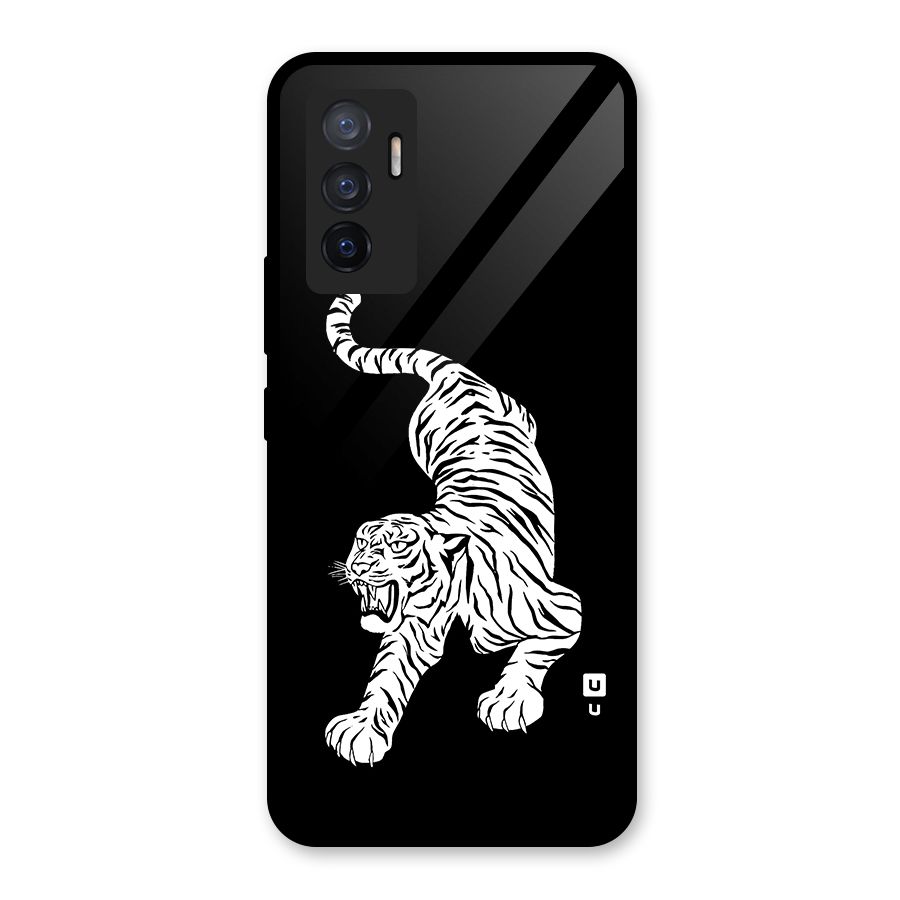 Bengal Tiger Stencil Art Glass Back Case for Vivo V23e