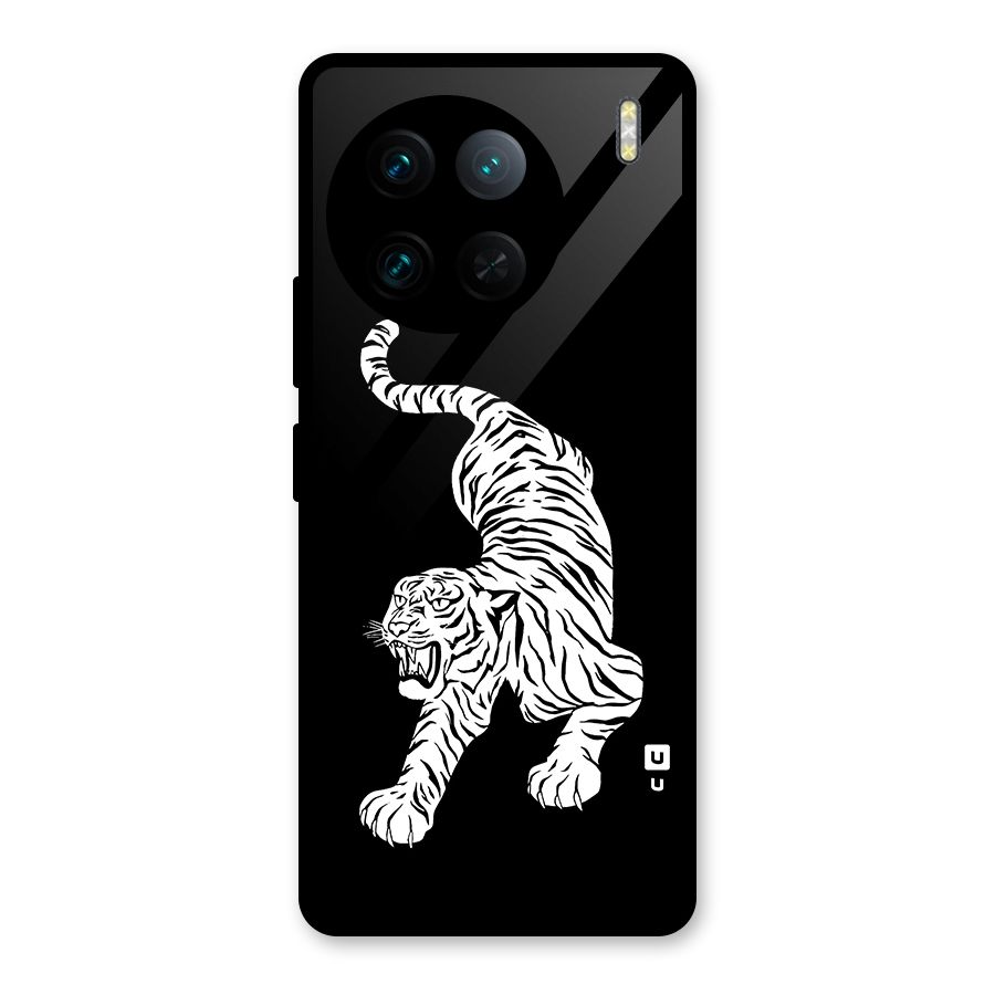 Bengal Tiger Stencil Art Glass Back Case for Vivo X90 Pro