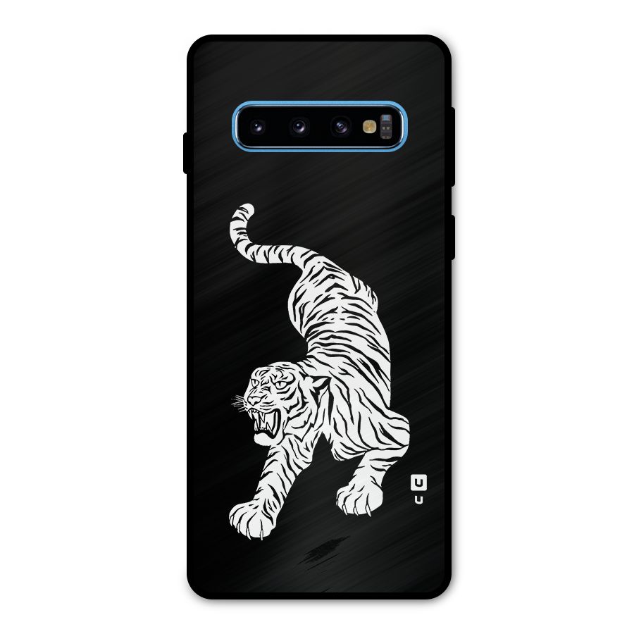 Bengal Tiger Stencil Art Metal Back Case for Galaxy S10