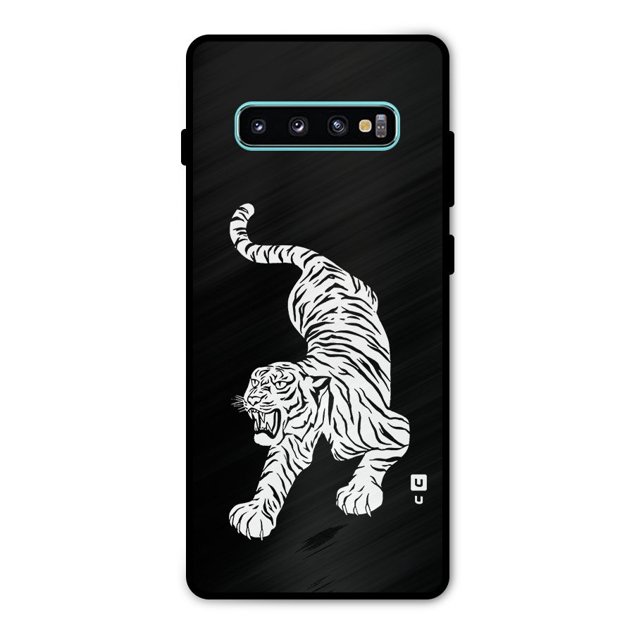 Bengal Tiger Stencil Art Metal Back Case for Galaxy S10 Plus
