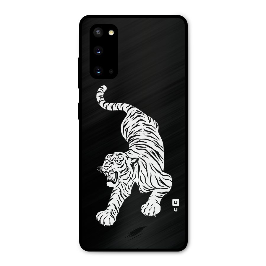 Bengal Tiger Stencil Art Metal Back Case for Galaxy S20