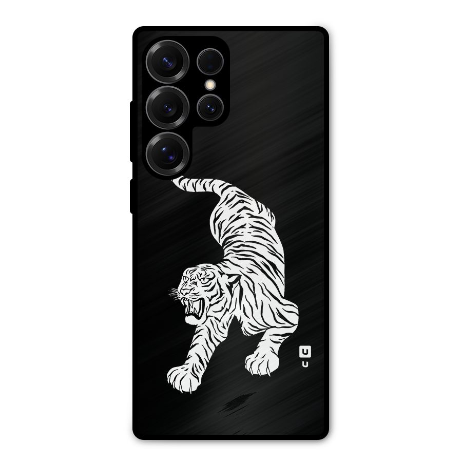 Bengal Tiger Stencil Art Metal Back Case for Galaxy S25 Ultra