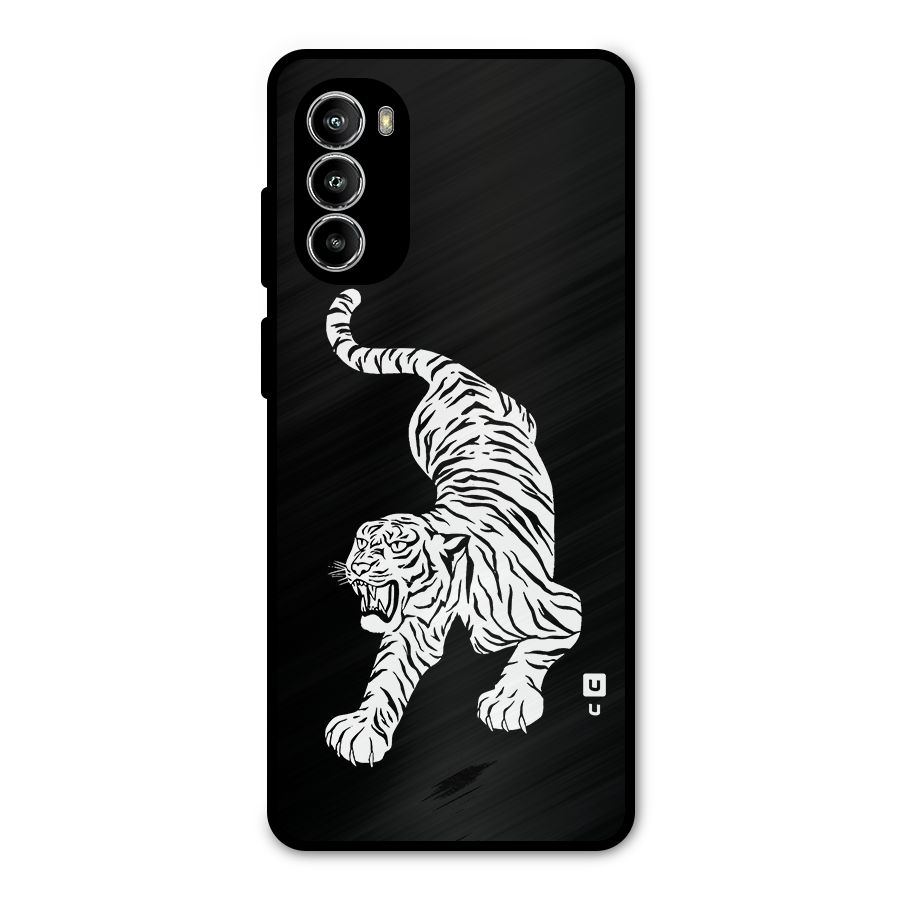 Bengal Tiger Stencil Art Metal Back Case for Moto G52