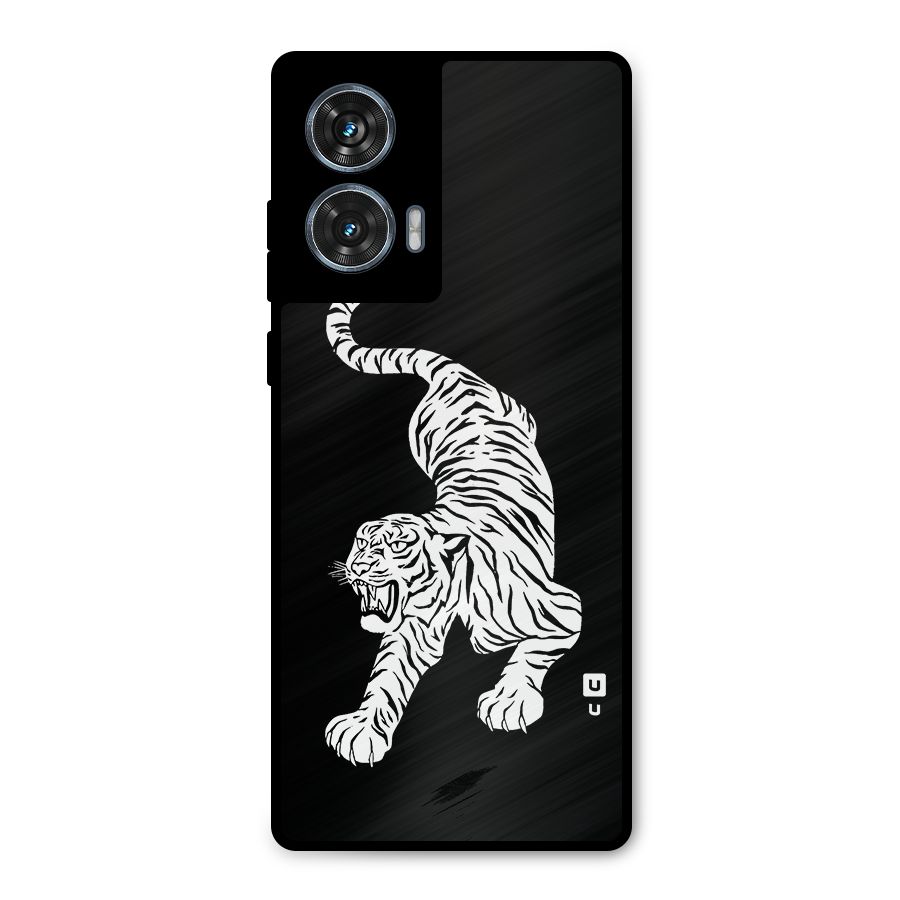 Bengal Tiger Stencil Art Metal Back Case for Motorola Edge 50 Fusion