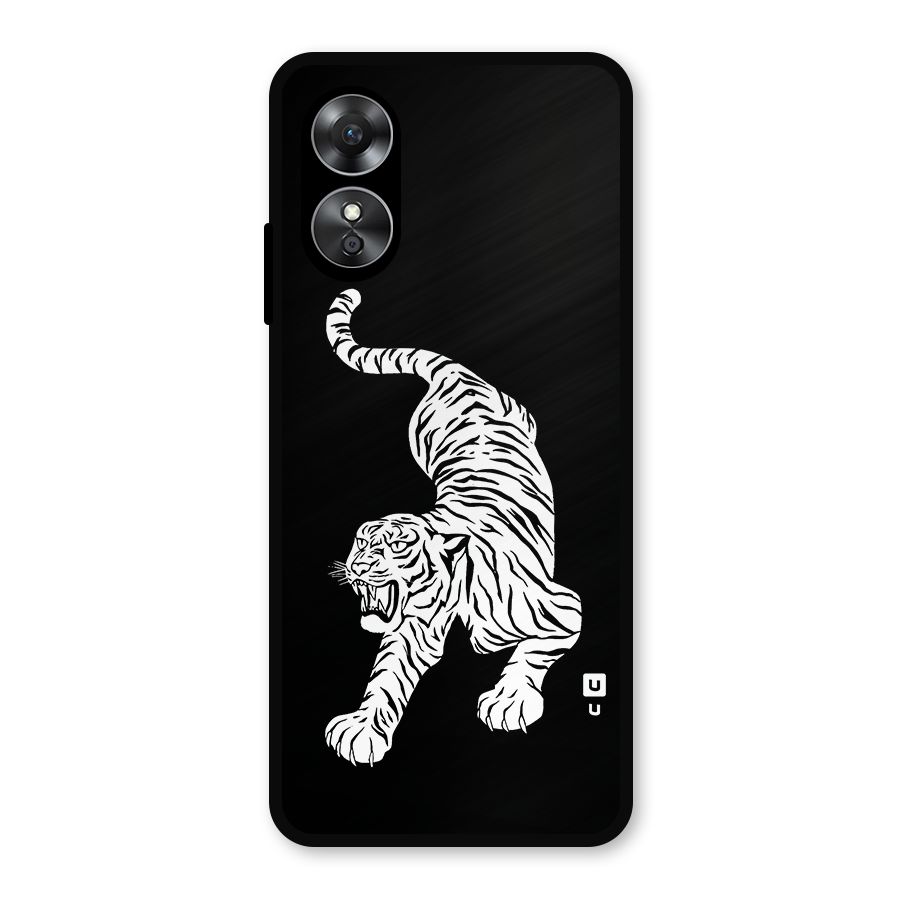 Bengal Tiger Stencil Art Metal Back Case for Oppo A17