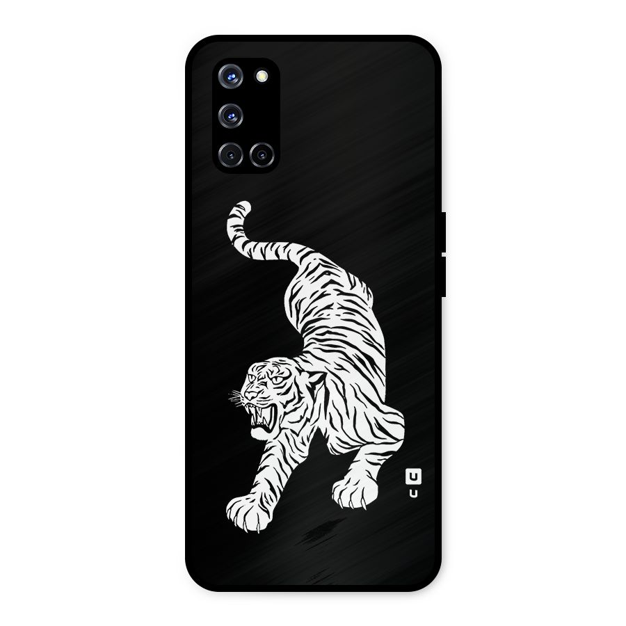 Bengal Tiger Stencil Art Metal Back Case for Oppo A52