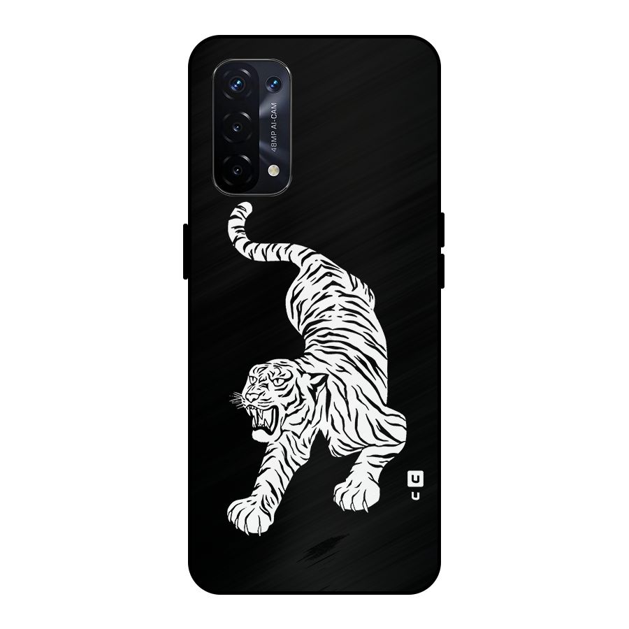 Bengal Tiger Stencil Art Metal Back Case for Oppo A74 5G