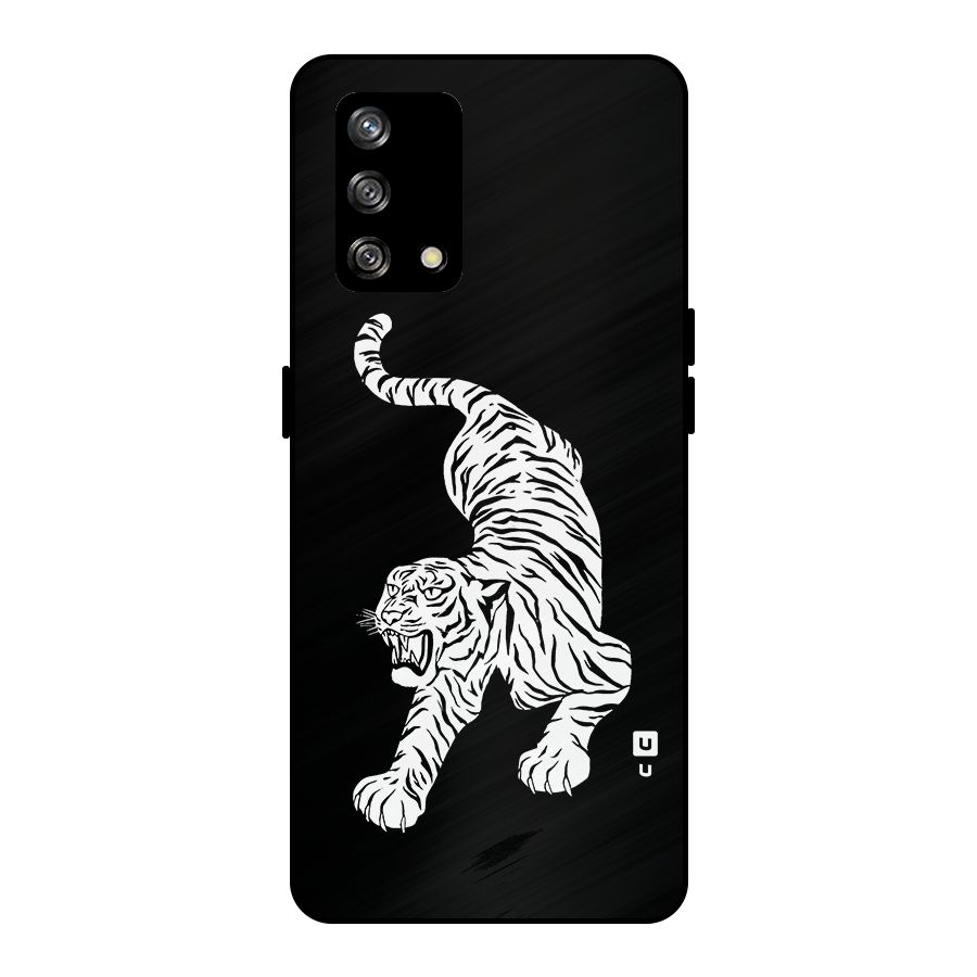 Bengal Tiger Stencil Art Metal Back Case for Oppo F19