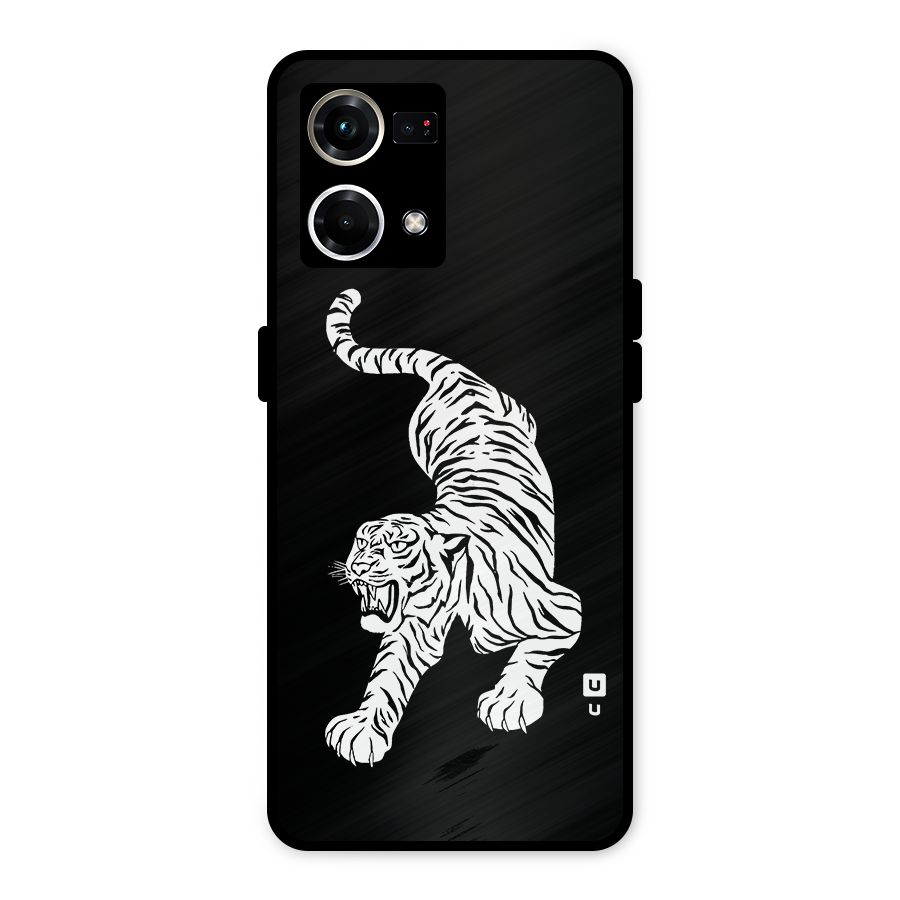 Bengal Tiger Stencil Art Metal Back Case for Oppo F21s Pro 4G