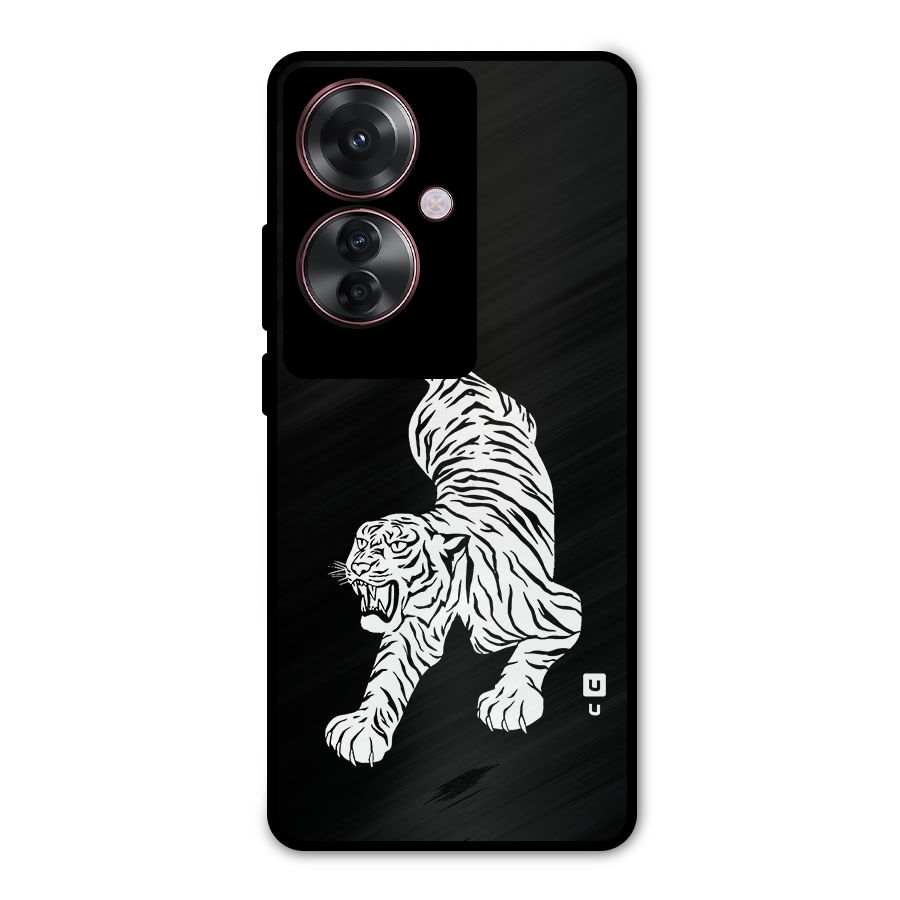 Bengal Tiger Stencil Art Metal Back Case for Oppo F25 Pro