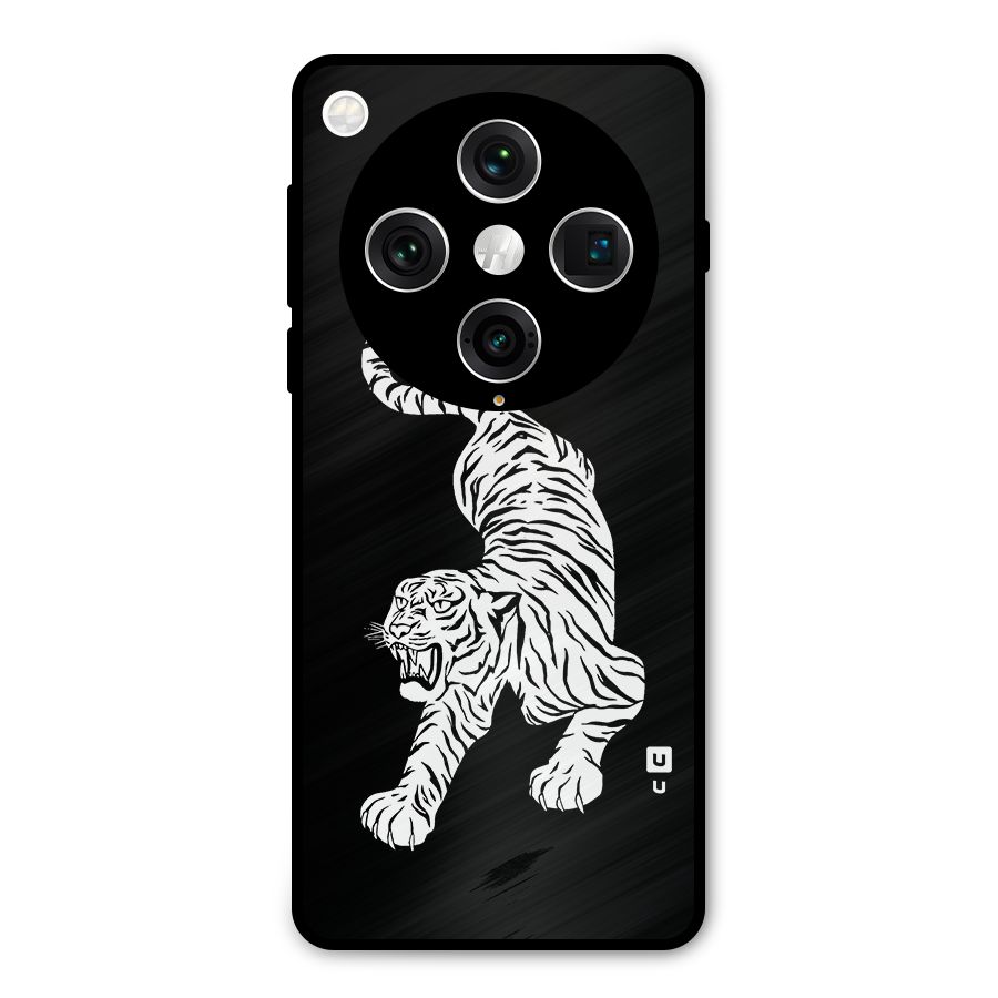 Bengal Tiger Stencil Art Metal Back Case for Oppo Find X8 Pro