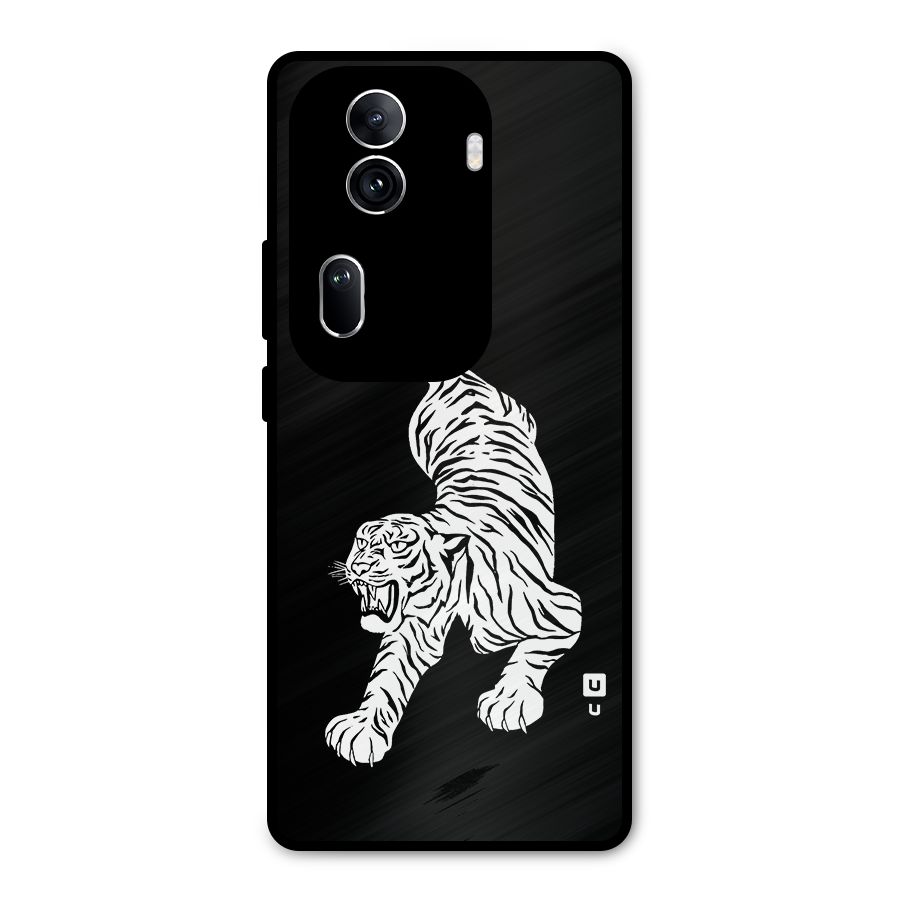 Bengal Tiger Stencil Art Metal Back Case for Oppo Reno11 Pro 5G