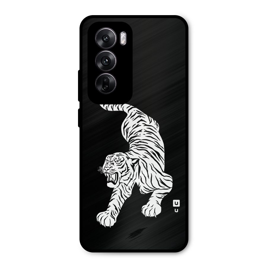 Bengal Tiger Stencil Art Metal Back Case for Oppo Reno12