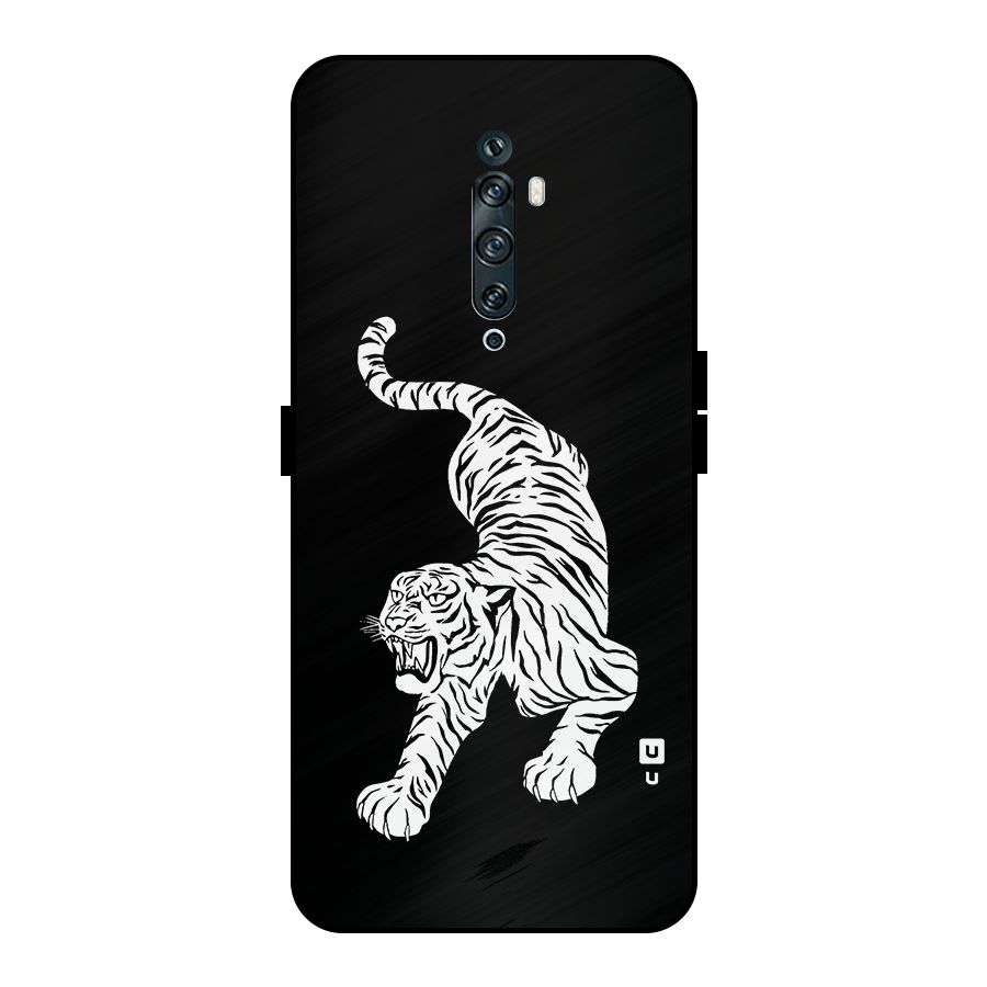 Bengal Tiger Stencil Art Metal Back Case for Oppo Reno2 F