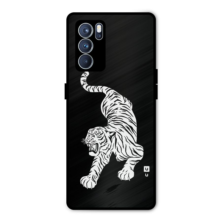 Bengal Tiger Stencil Art Metal Back Case for Oppo Reno6 Pro 5G