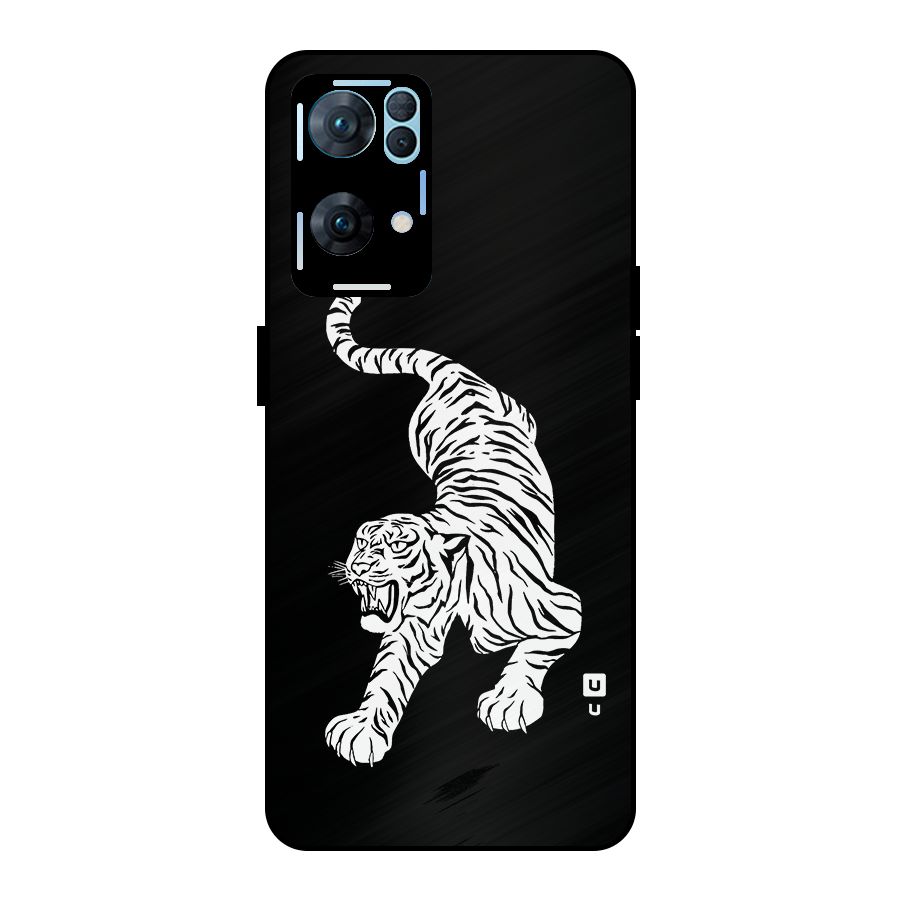 Bengal Tiger Stencil Art Metal Back Case for Oppo Reno7 Pro 5G