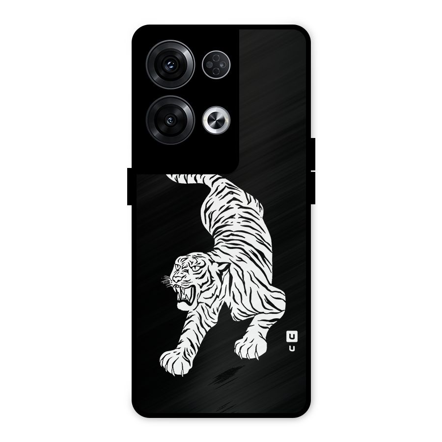 Bengal Tiger Stencil Art Metal Back Case for Oppo Reno8 Pro 5G