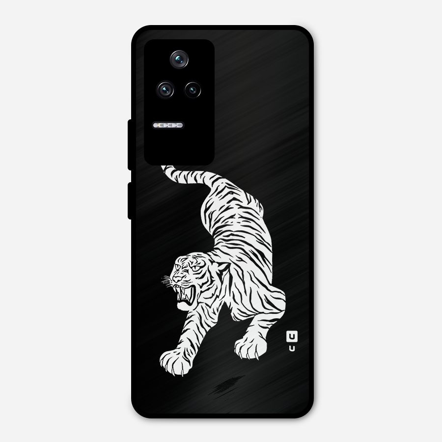 Bengal Tiger Stencil Art Metal Back Case for Poco F4 5G