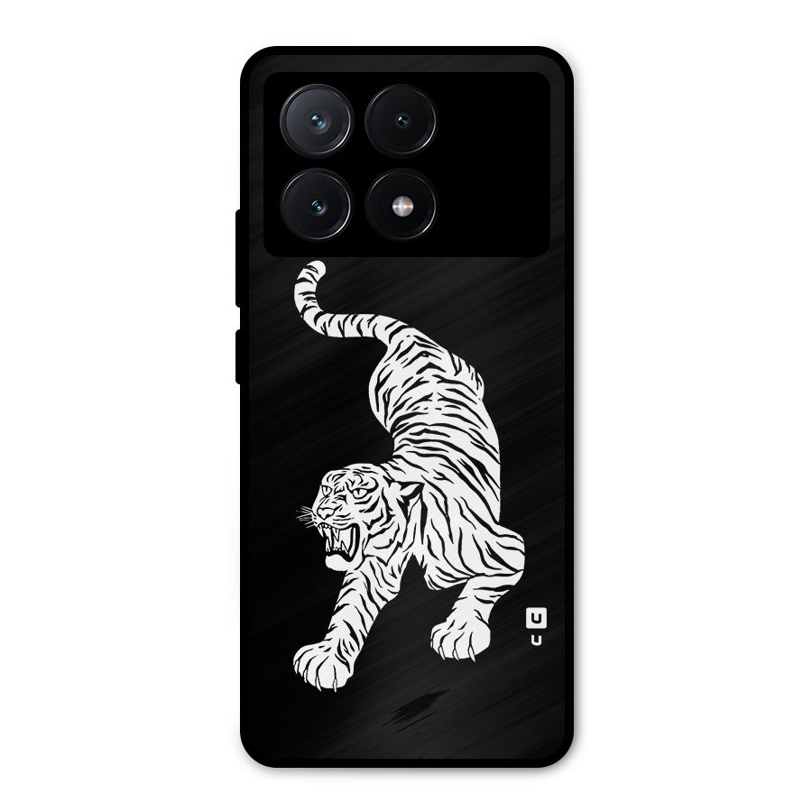 Bengal Tiger Stencil Art Metal Back Case for Poco X6 Pro