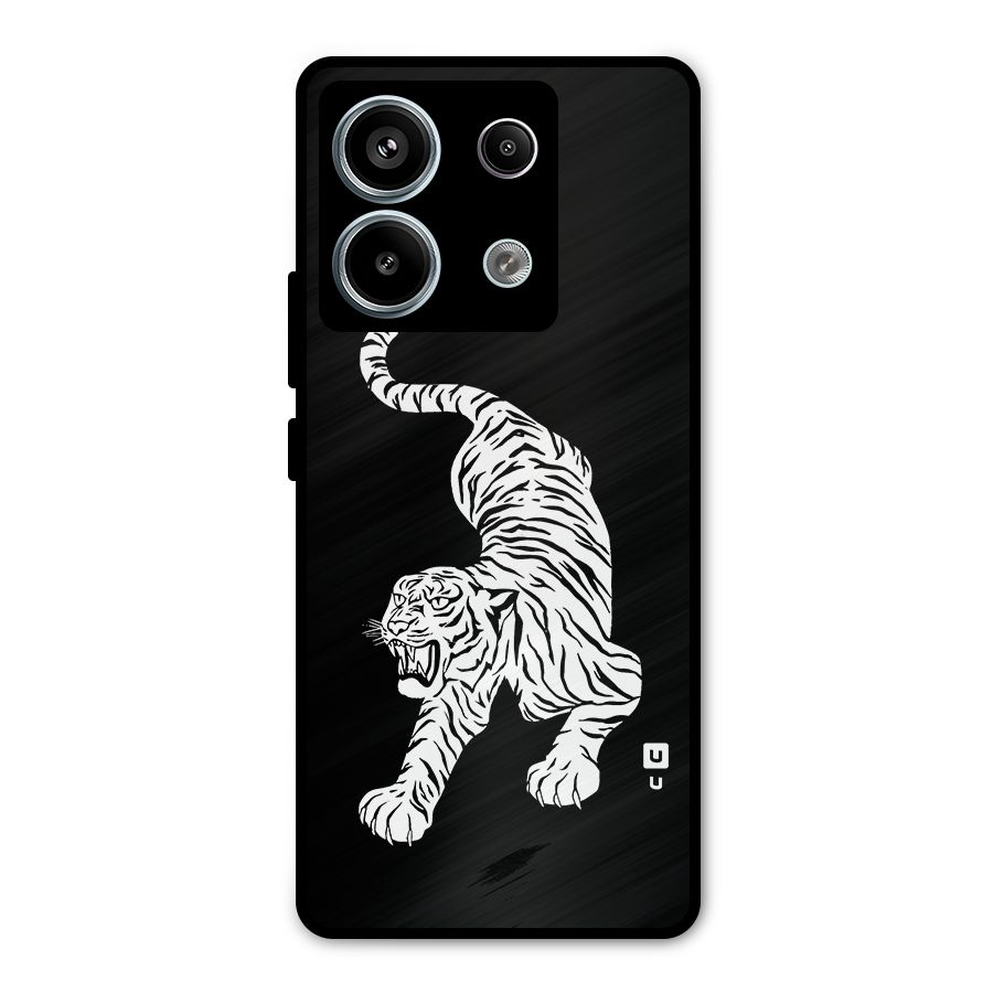 Bengal Tiger Stencil Art Metal Back Case for Redmi Note 13 Pro 5G