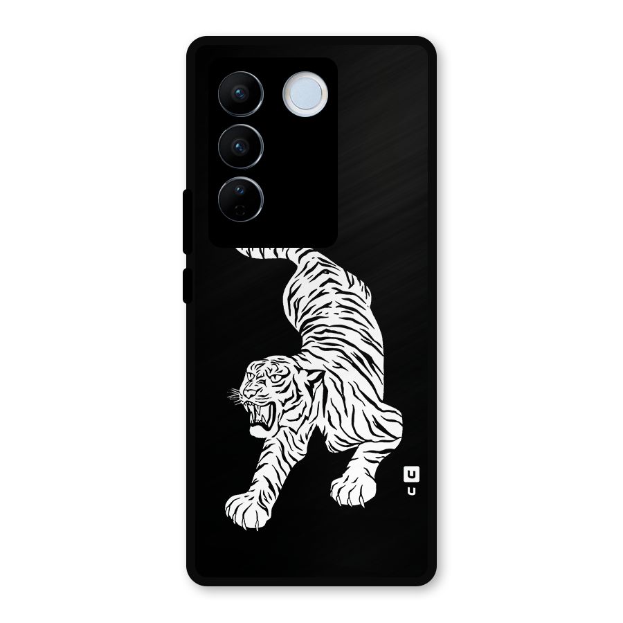 Bengal Tiger Stencil Art Metal Back Case for Vivo V27 Pro