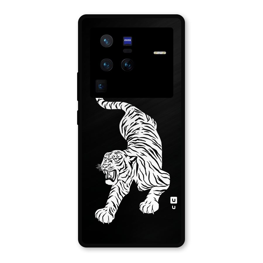 Bengal Tiger Stencil Art Metal Back Case for Vivo X80 Pro