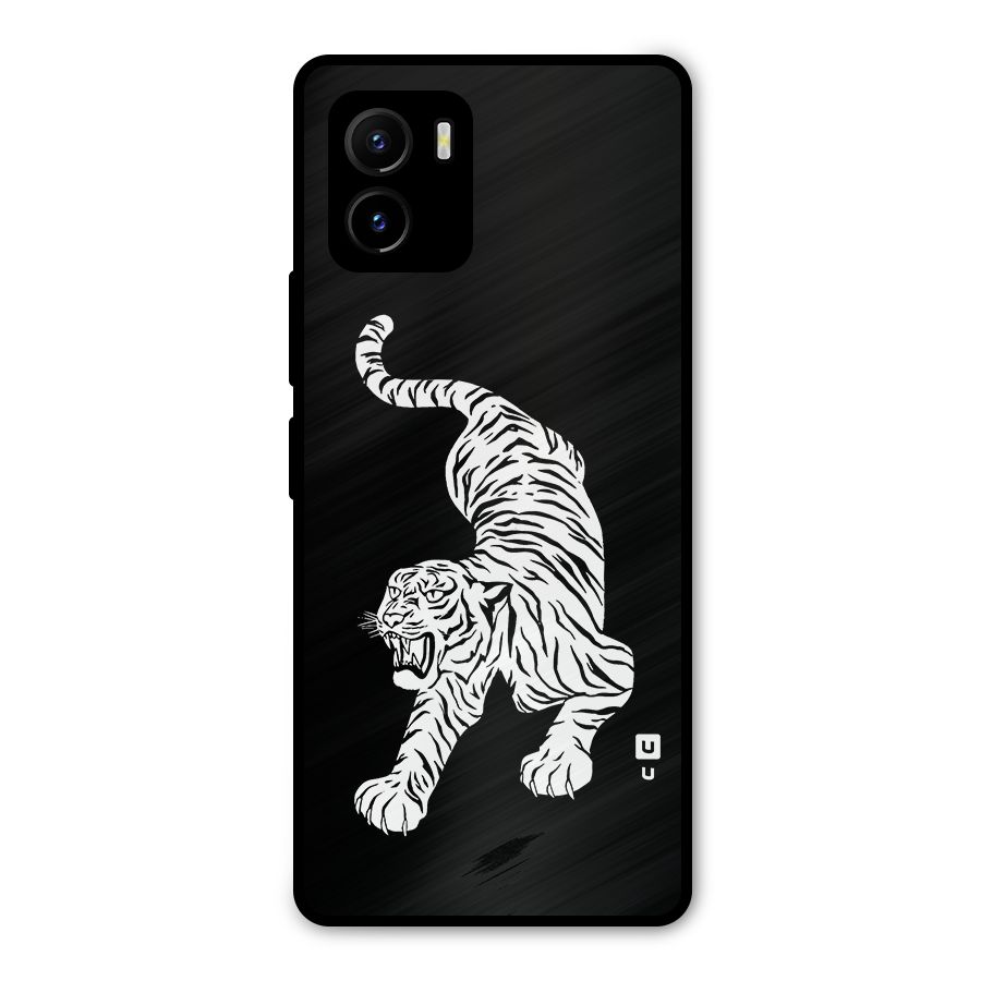 Bengal Tiger Stencil Art Metal Back Case for Vivo Y15s