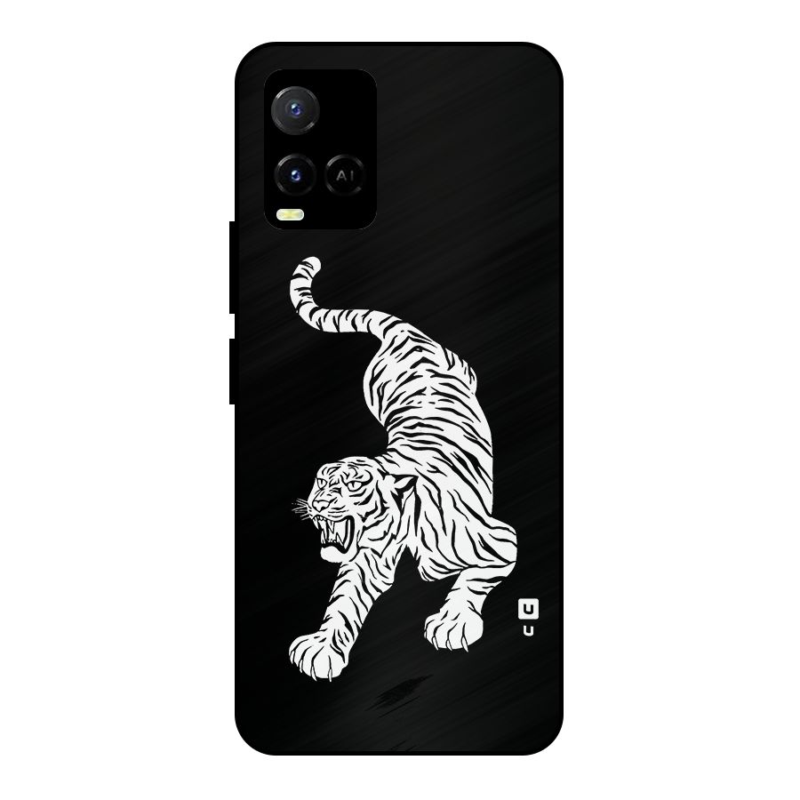 Bengal Tiger Stencil Art Metal Back Case for Vivo Y21G