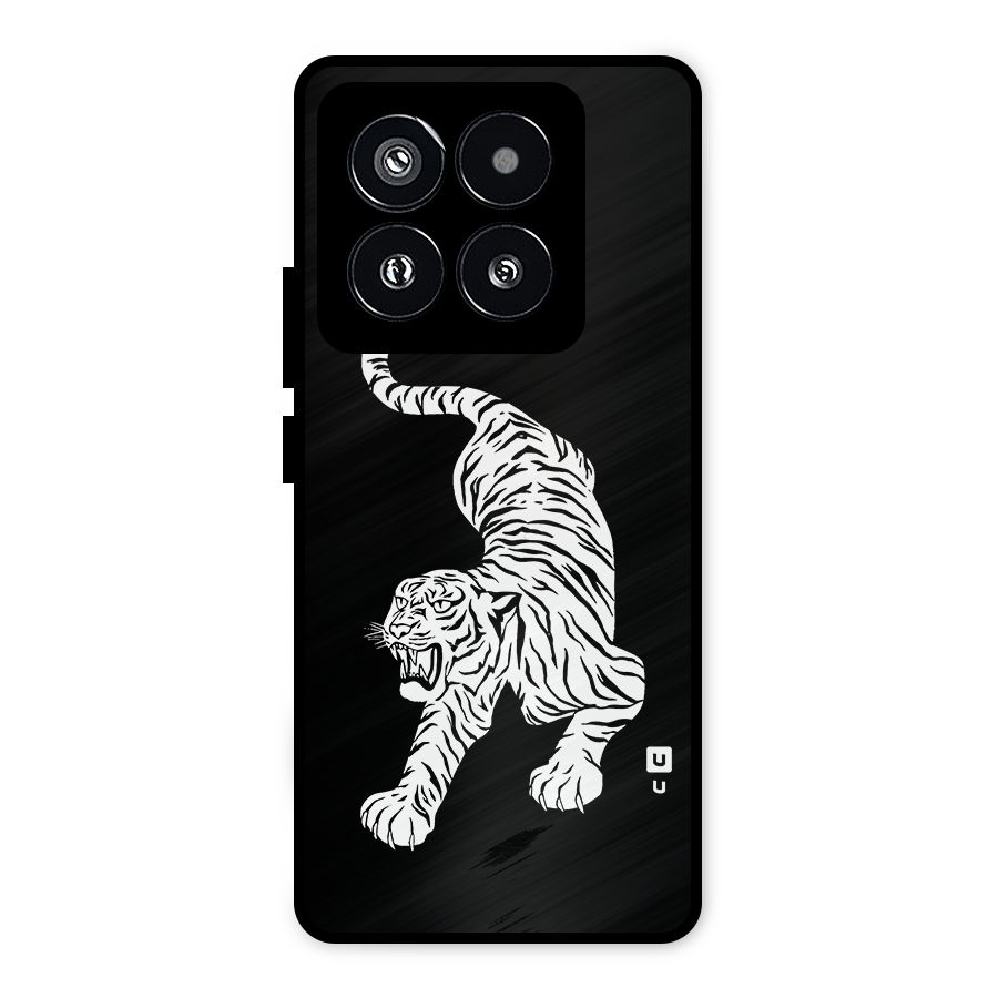 Bengal Tiger Stencil Art Metal Back Case for Xiaomi 14 Pro