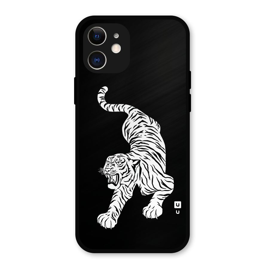Bengal Tiger Stencil Art Metal Back Case for iPhone 12