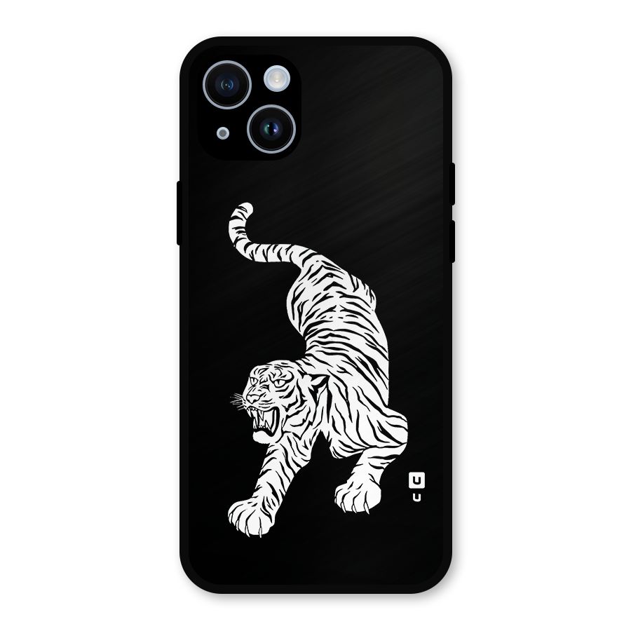 Bengal Tiger Stencil Art Metal Back Case for iPhone 14