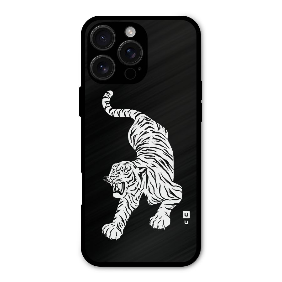 Bengal Tiger Stencil Art Metal Back Case for iPhone 16 Pro Max
