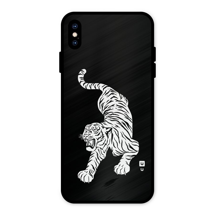 Bengal Tiger Stencil Art Metal Back Case for iPhone XS Max