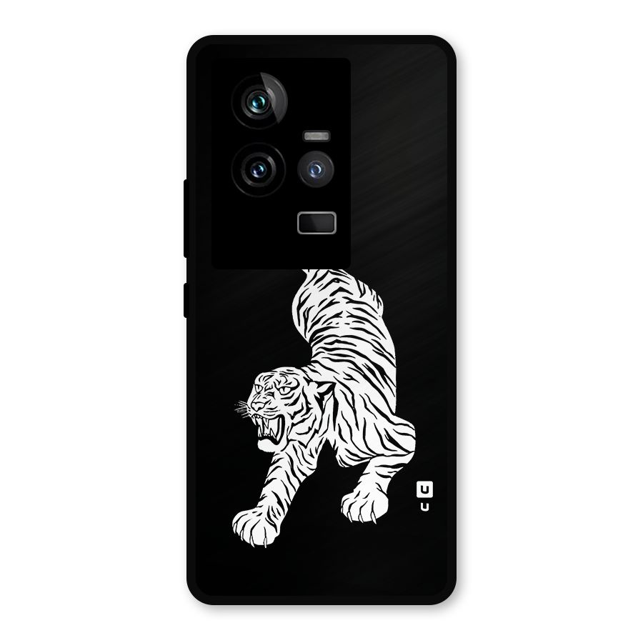 Bengal Tiger Stencil Art Metal Back Case for iQOO 11 5G