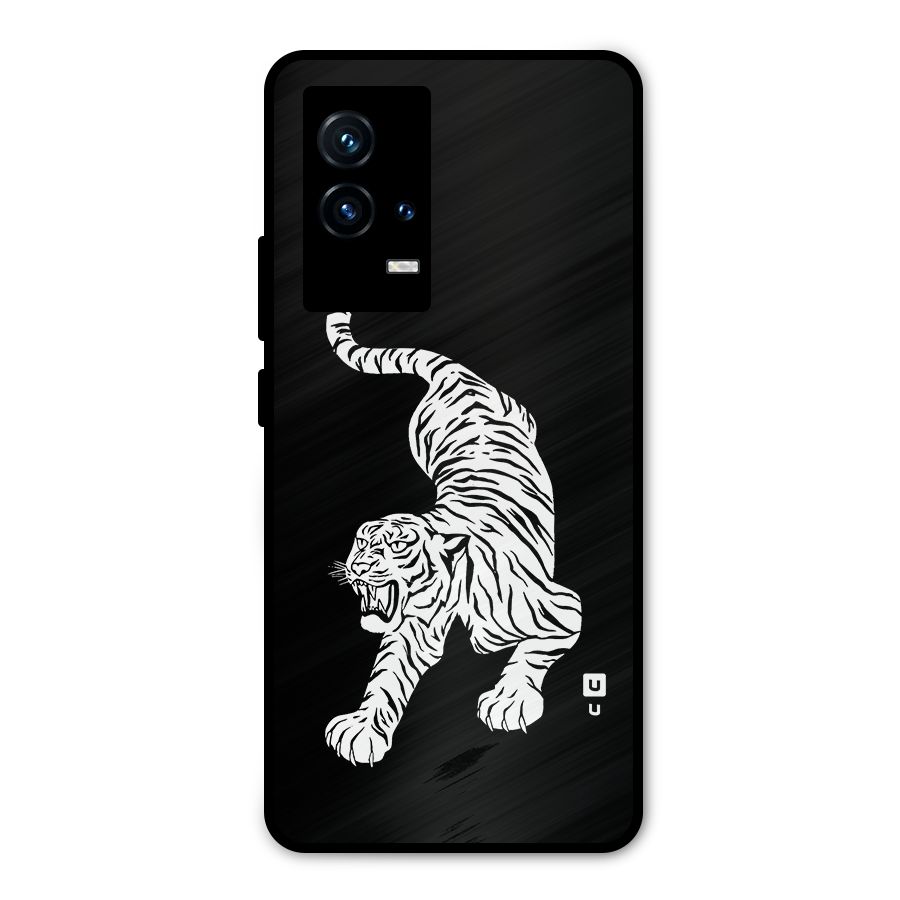 Bengal Tiger Stencil Art Metal Back Case for iQOO 9 5G