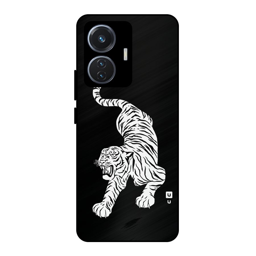 Bengal Tiger Stencil Art Metal Back Case for iQOO Z6 44W