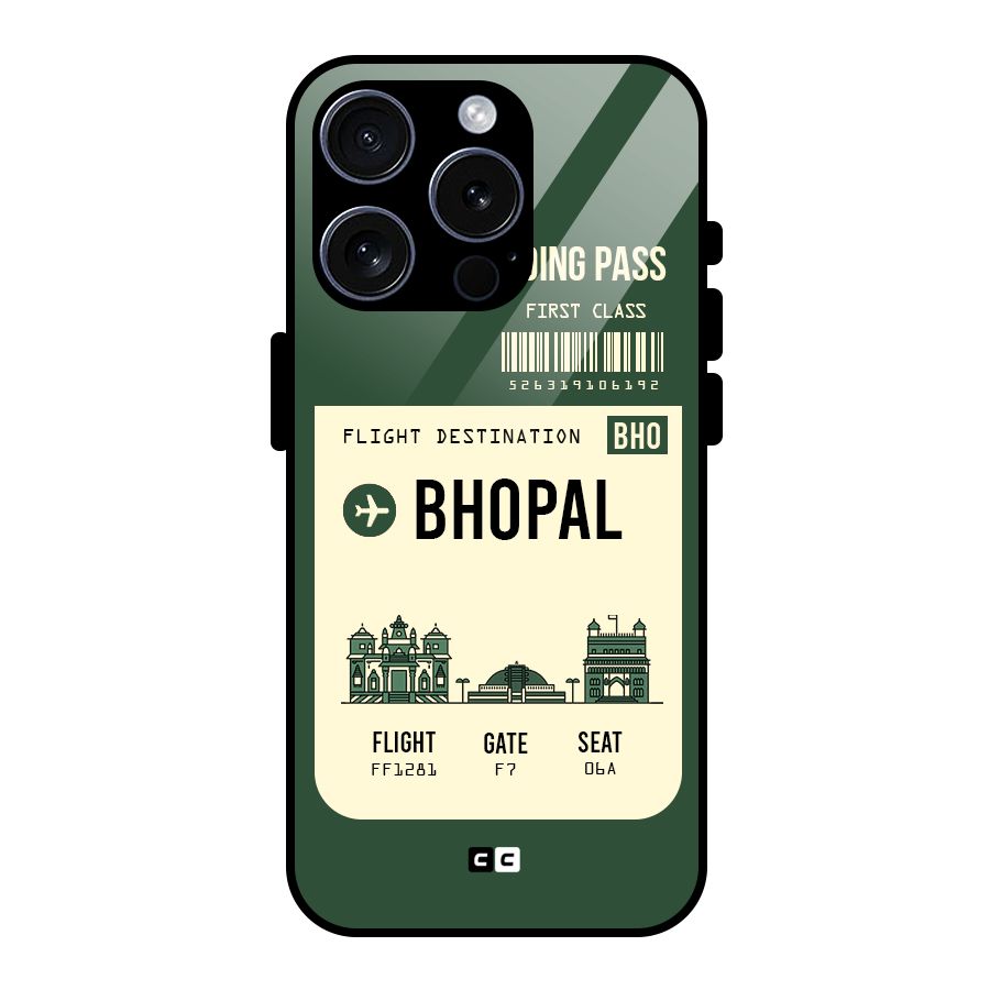 Bhopal Boarding Pass Glass Back Case for iPhone 15 Pro