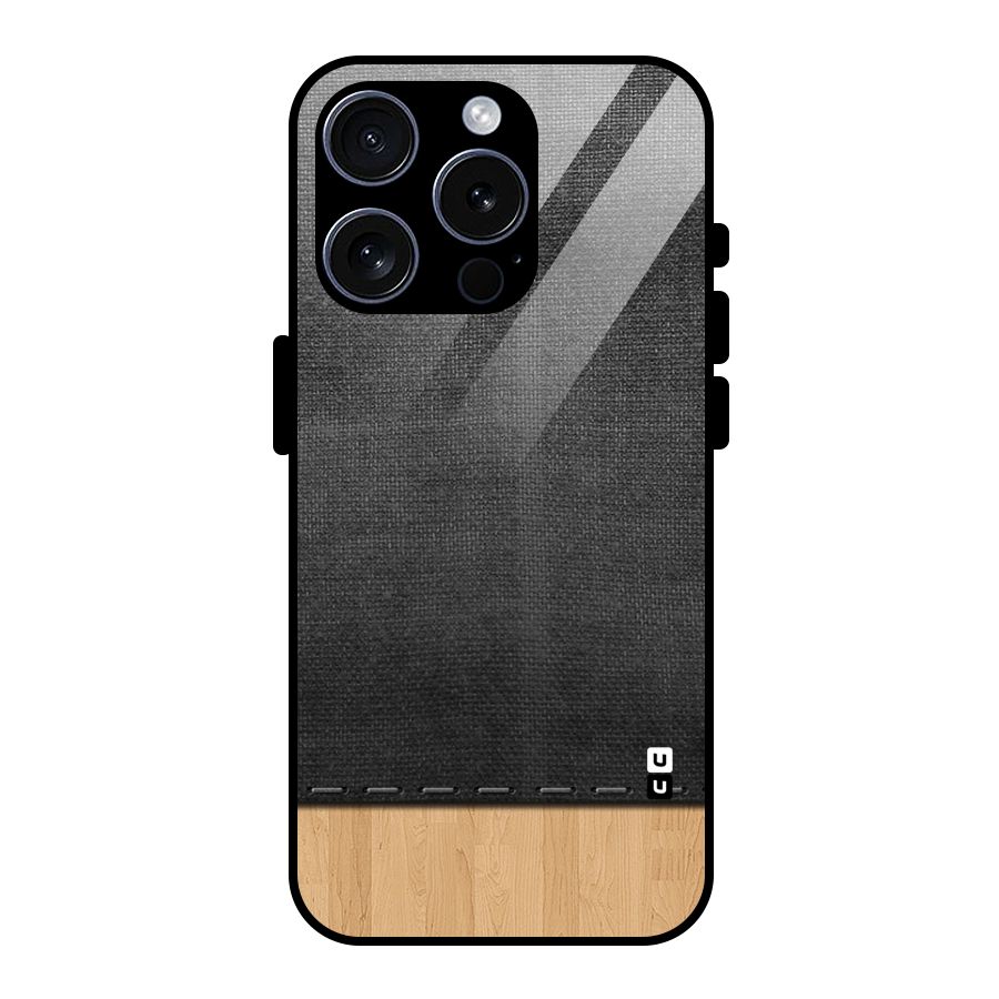 Bicolor Wood Texture Glass Back Case for iPhone 15 Pro