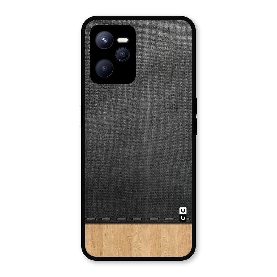 Bicolor Wood Texture Metal Back Case for Realme C35