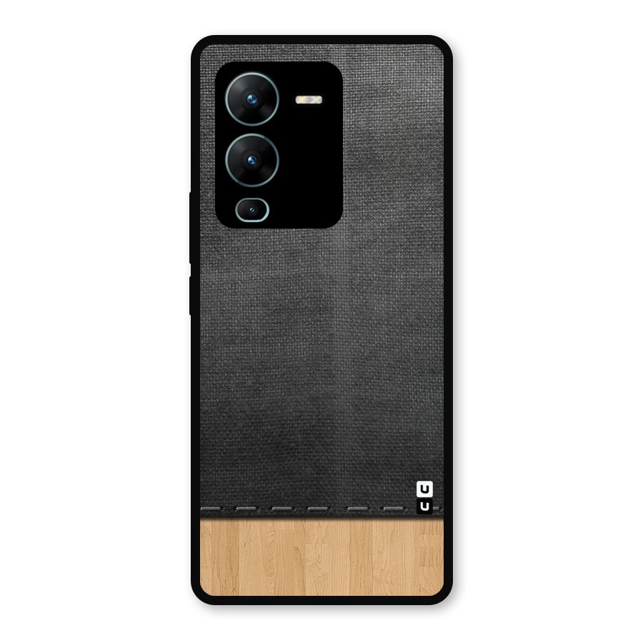 Bicolor Wood Texture Metal Back Case for Vivo V25 Pro