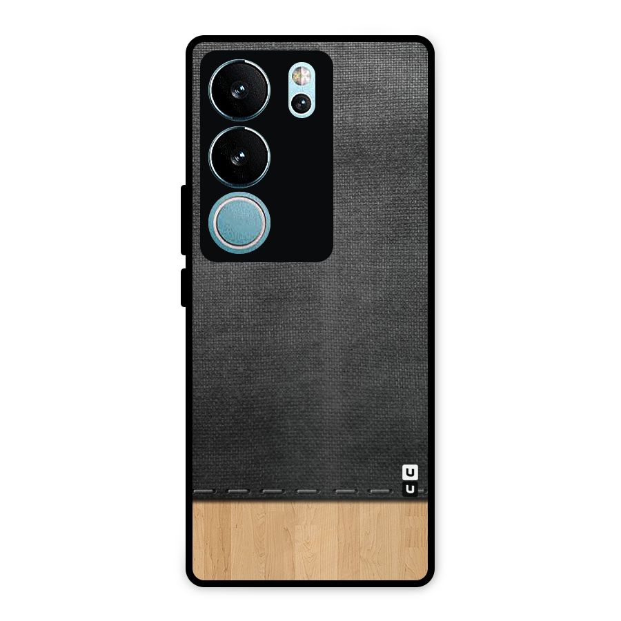 Bicolor Wood Texture Metal Back Case for Vivo V29 Pro