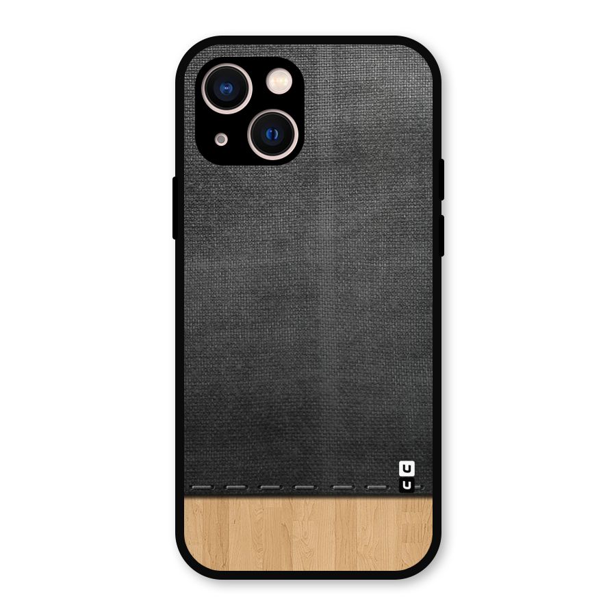 Bicolor Wood Texture Metal Back Case for iPhone 13