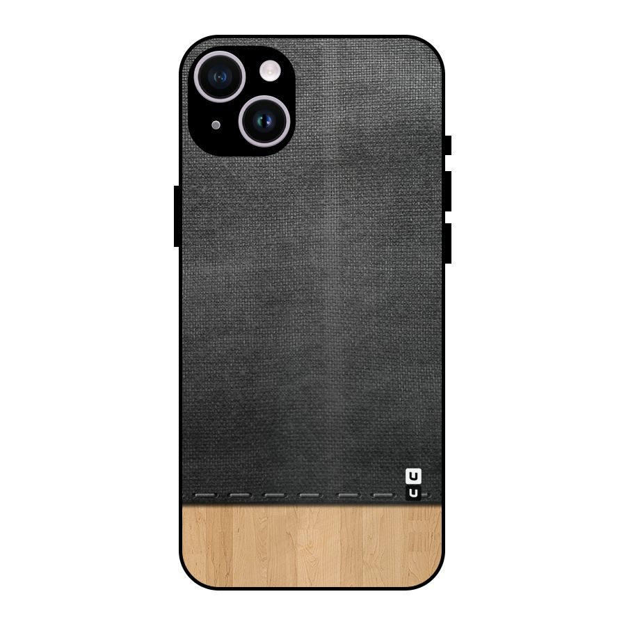 Bicolor Wood Texture Metal Back Case for iPhone 14 Plus