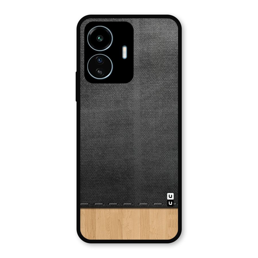 Bicolor Wood Texture Metal Back Case for vivo iQOO Z6 Lite 5G