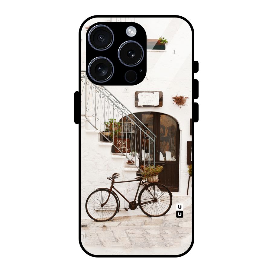 Bicycle Wall Glass Back Case for iPhone 15 Pro