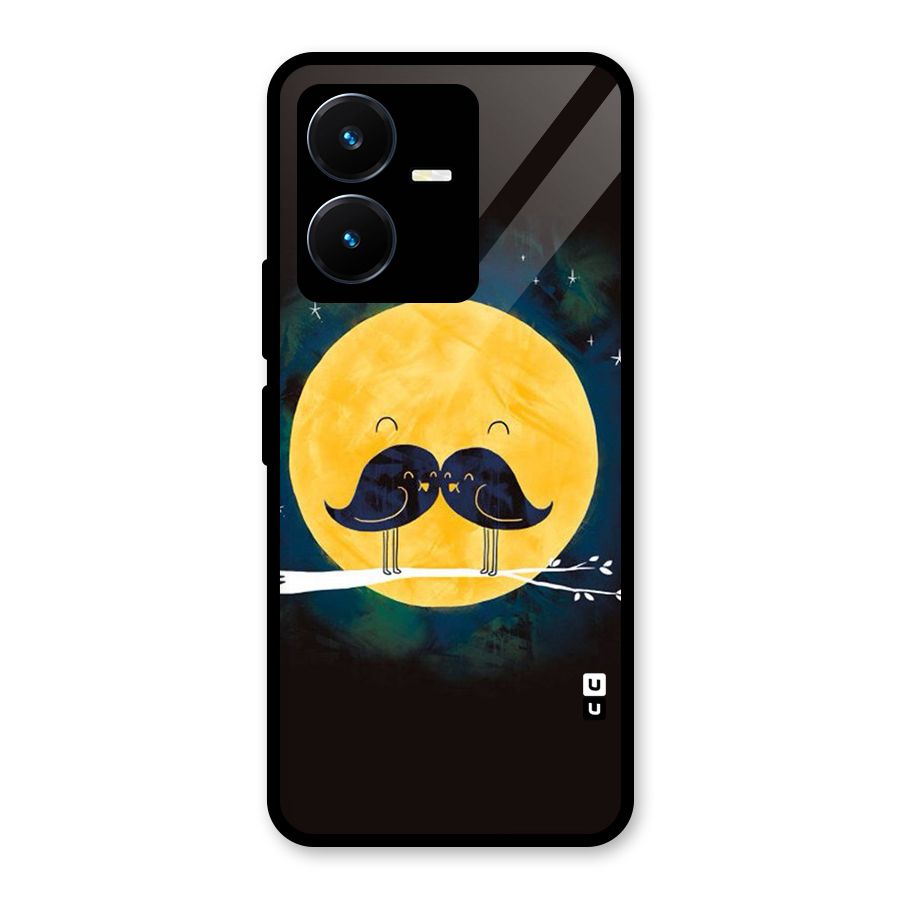 Bird Moustache Glass Back Case for Vivo Y22s
