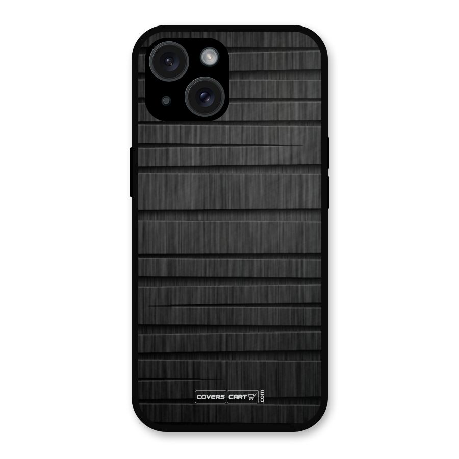 Black Abstract Metal Back Case for iPhone 15