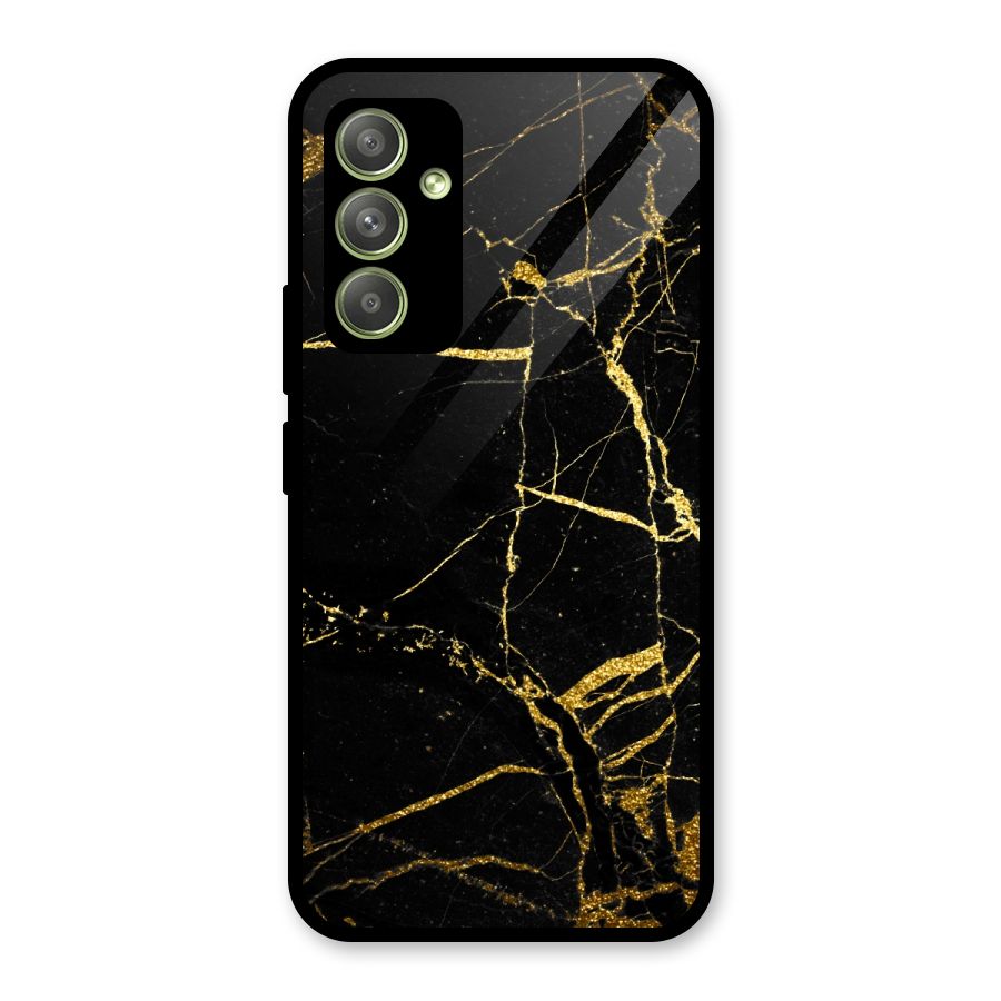 Black And Gold Design Glass Back Case for Galaxy A54
